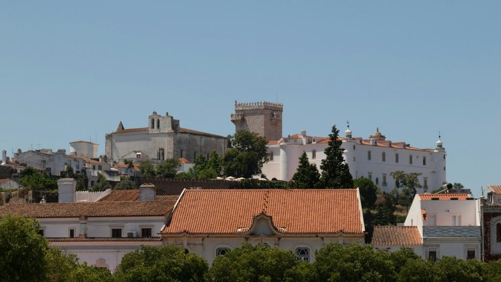 estremoz. Paisagem com casas e arvores durante o dia.